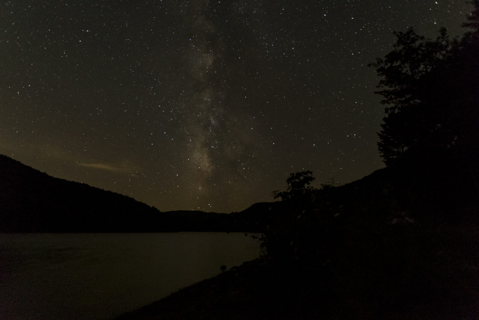 Night sky over a lake