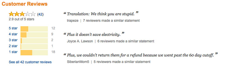 Consumer review from Amazon