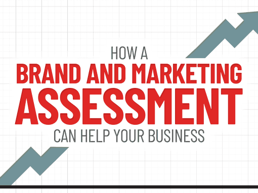 The text "How A Brand and Marketing Assessment Can Help Your Business" against a graph with a trending arrow pointing to the upper right